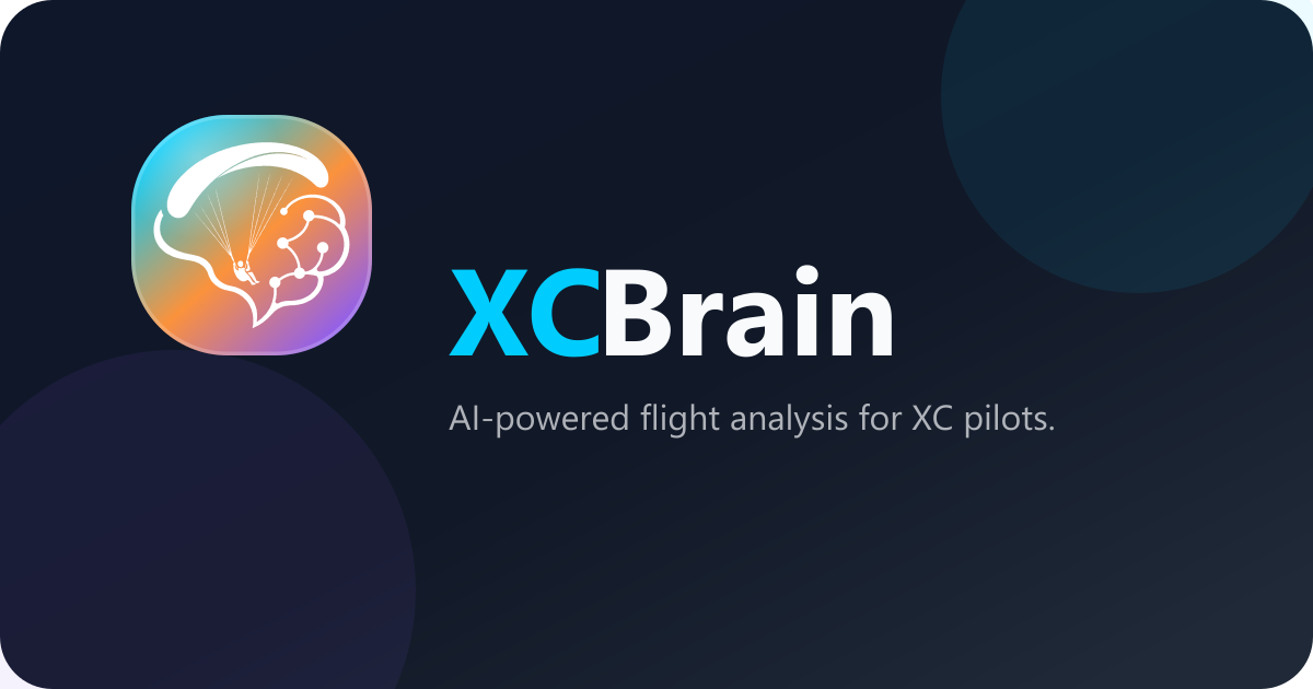 XCBrain social preview showing the paragliding flight analysis brand